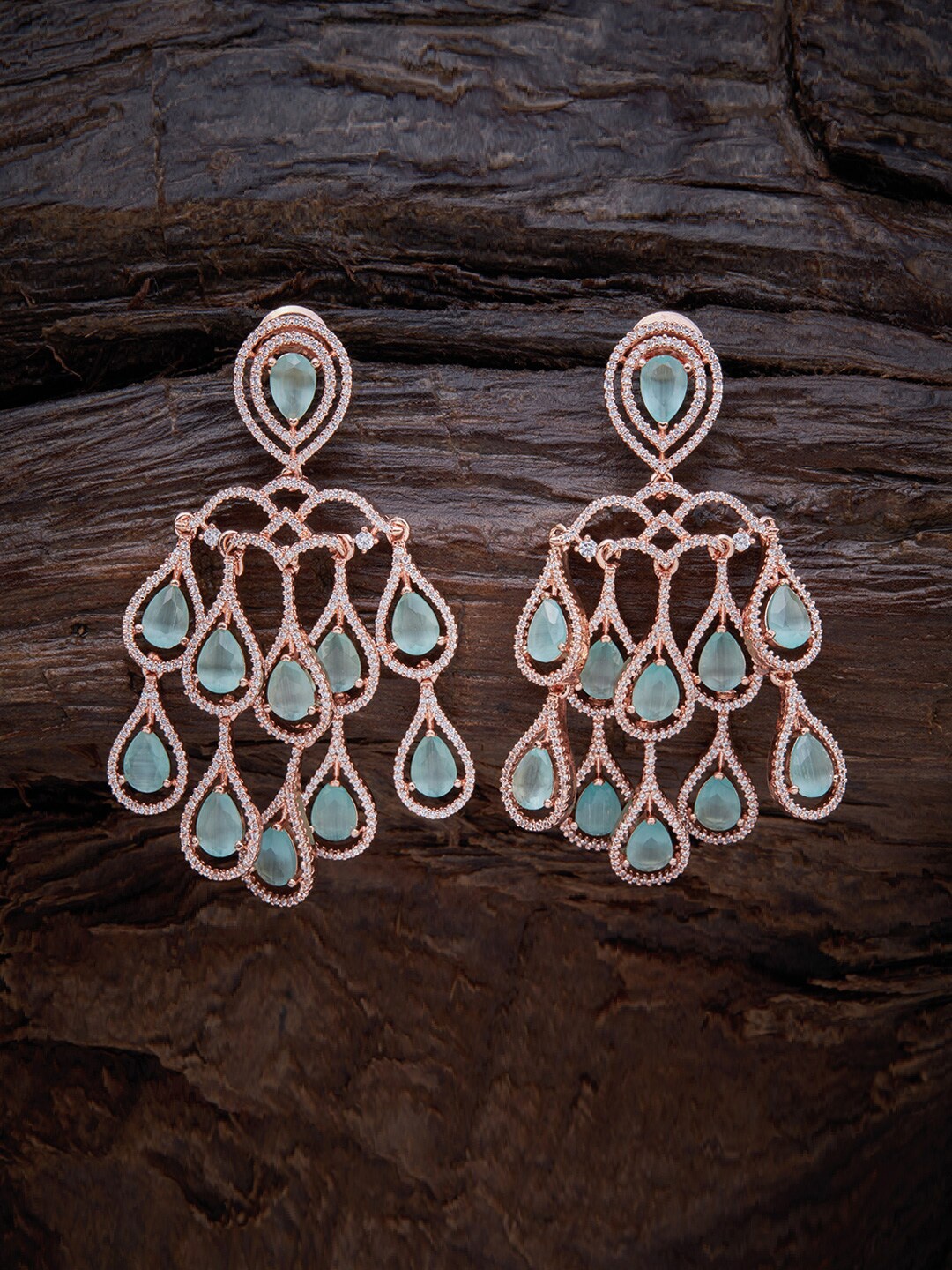 

Kushal's Fashion Jewellery Sea Green Gold-Plated Contemporary Drop Earrings