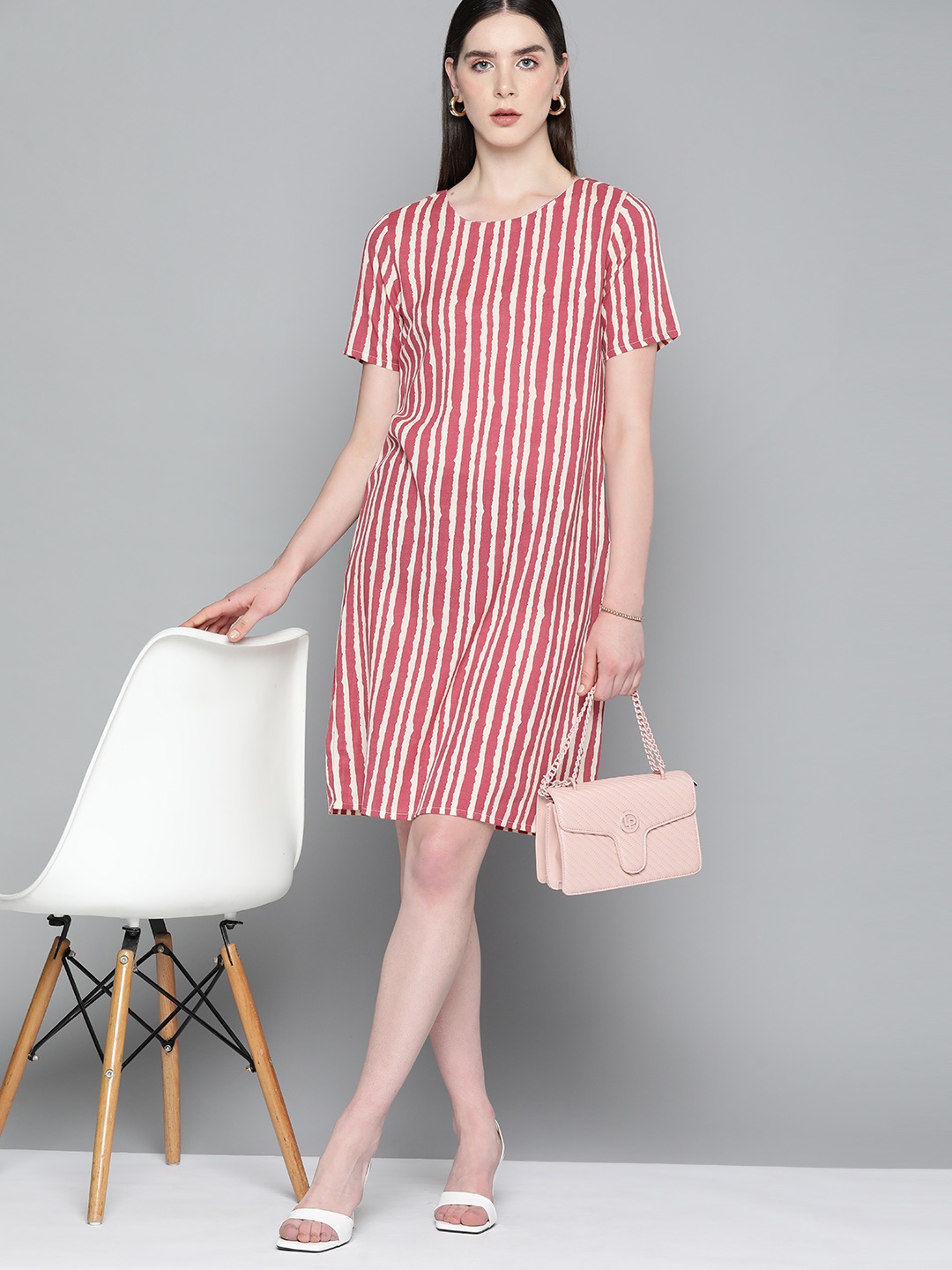 

Chemistry Striped Sheath Dress, Magenta