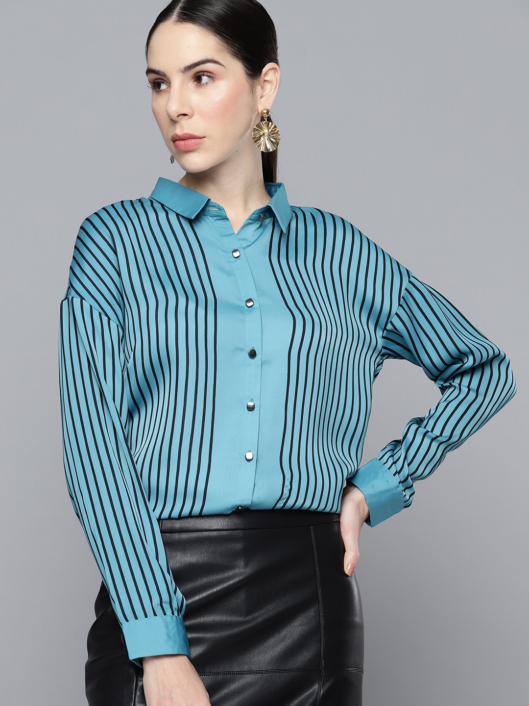 

Chemistry Women Striped Casual Shirt, Blue
