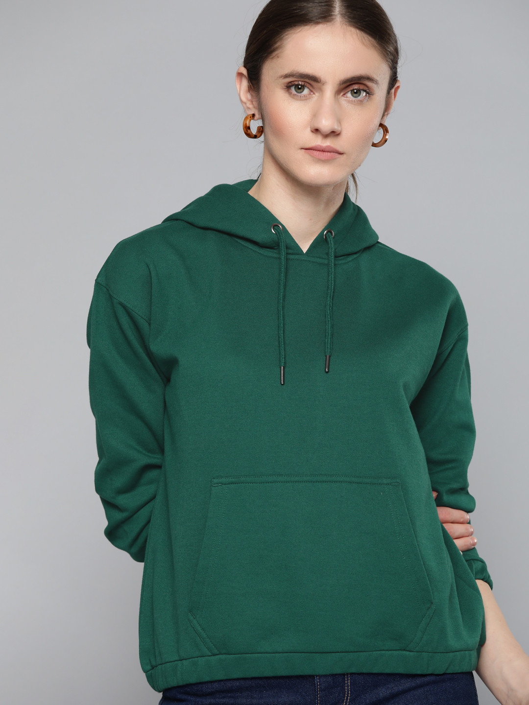 

Chemistry Women Green Hooded Sweatshirt