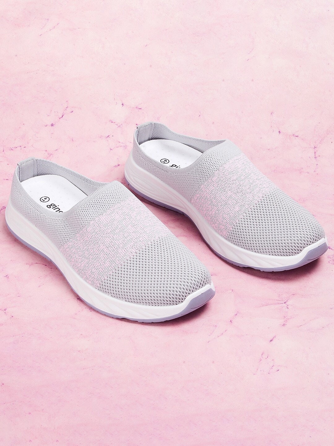 

Ginger by Lifestyle Women Grey Woven Design Slip-On Sneakers