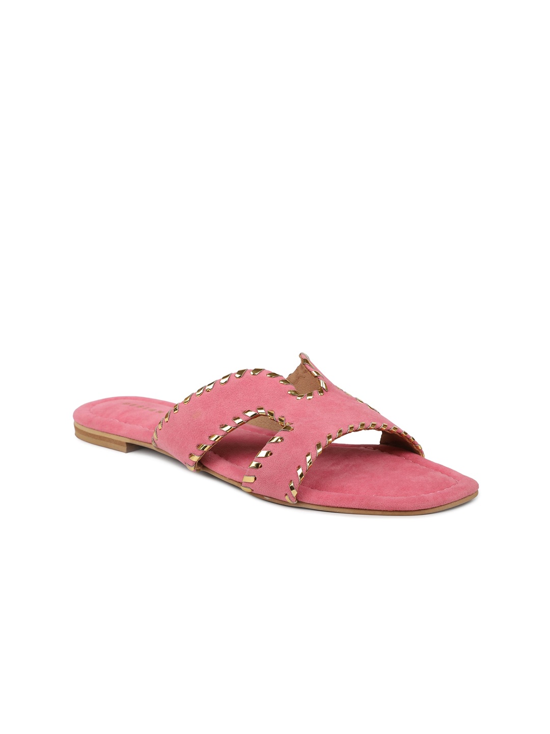 

DESIGN CREW Women Pink Colourblocked Open Toe Flats