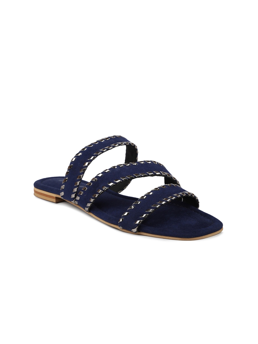 

DESIGN CREW Women Blue Embellished Open Toe Flats