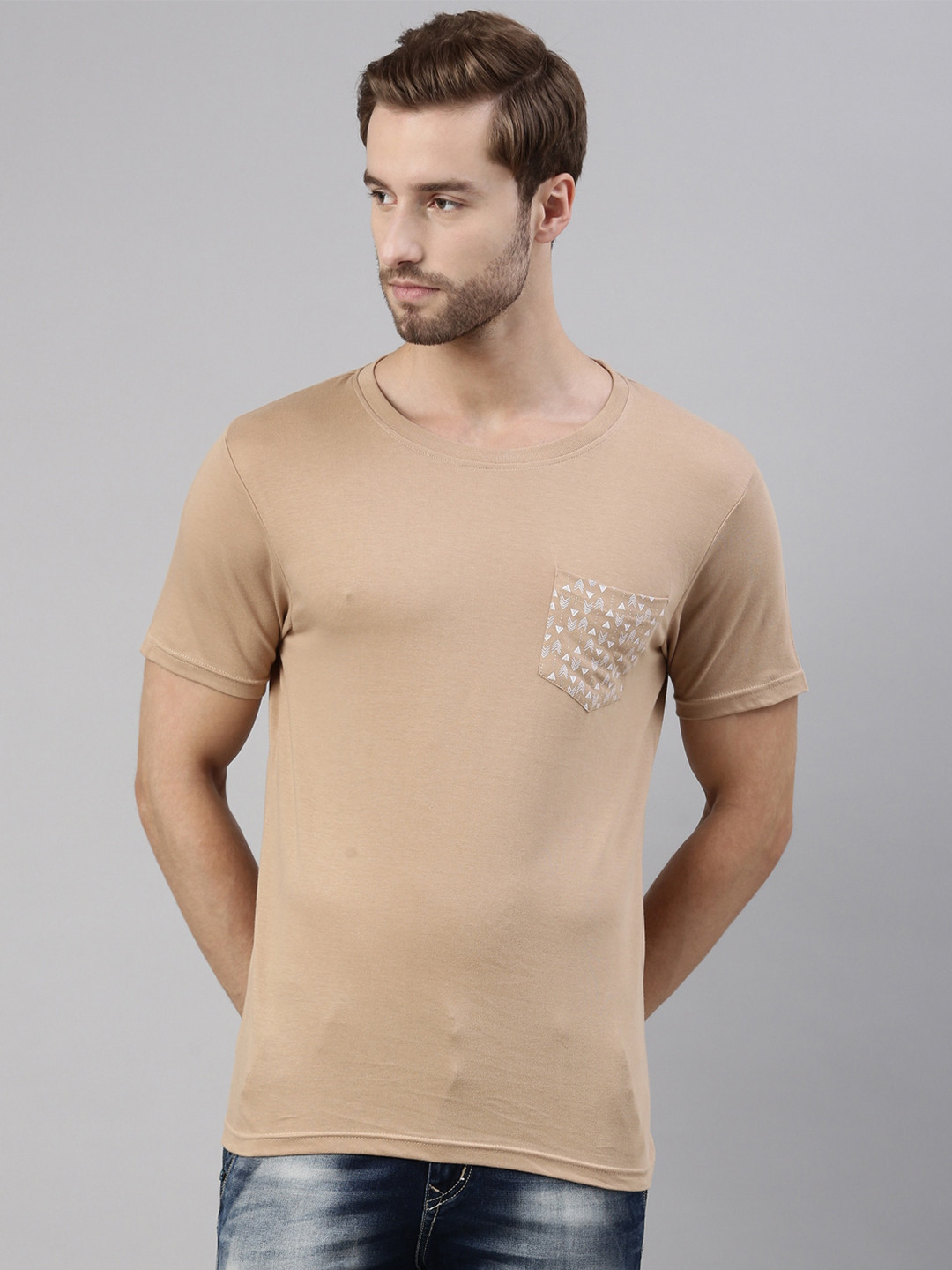 

Joven Men Brown Pure Cotton T-Shirt