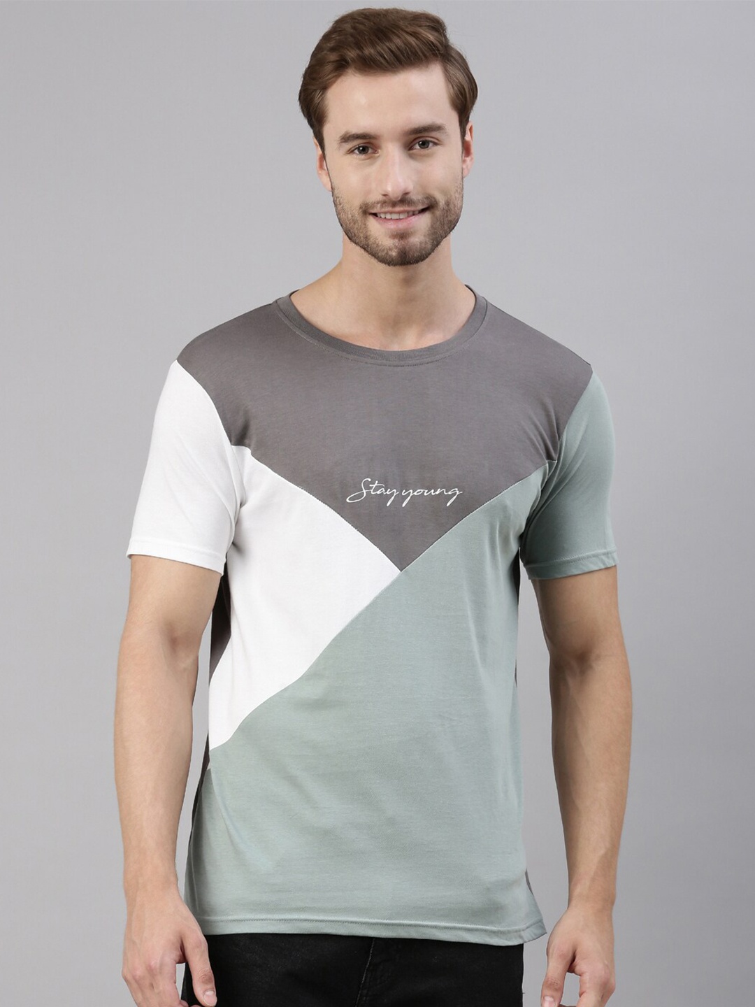 

Joven Men Multicoloured Colourblocked Pure Cotton T-Shirt, Multi