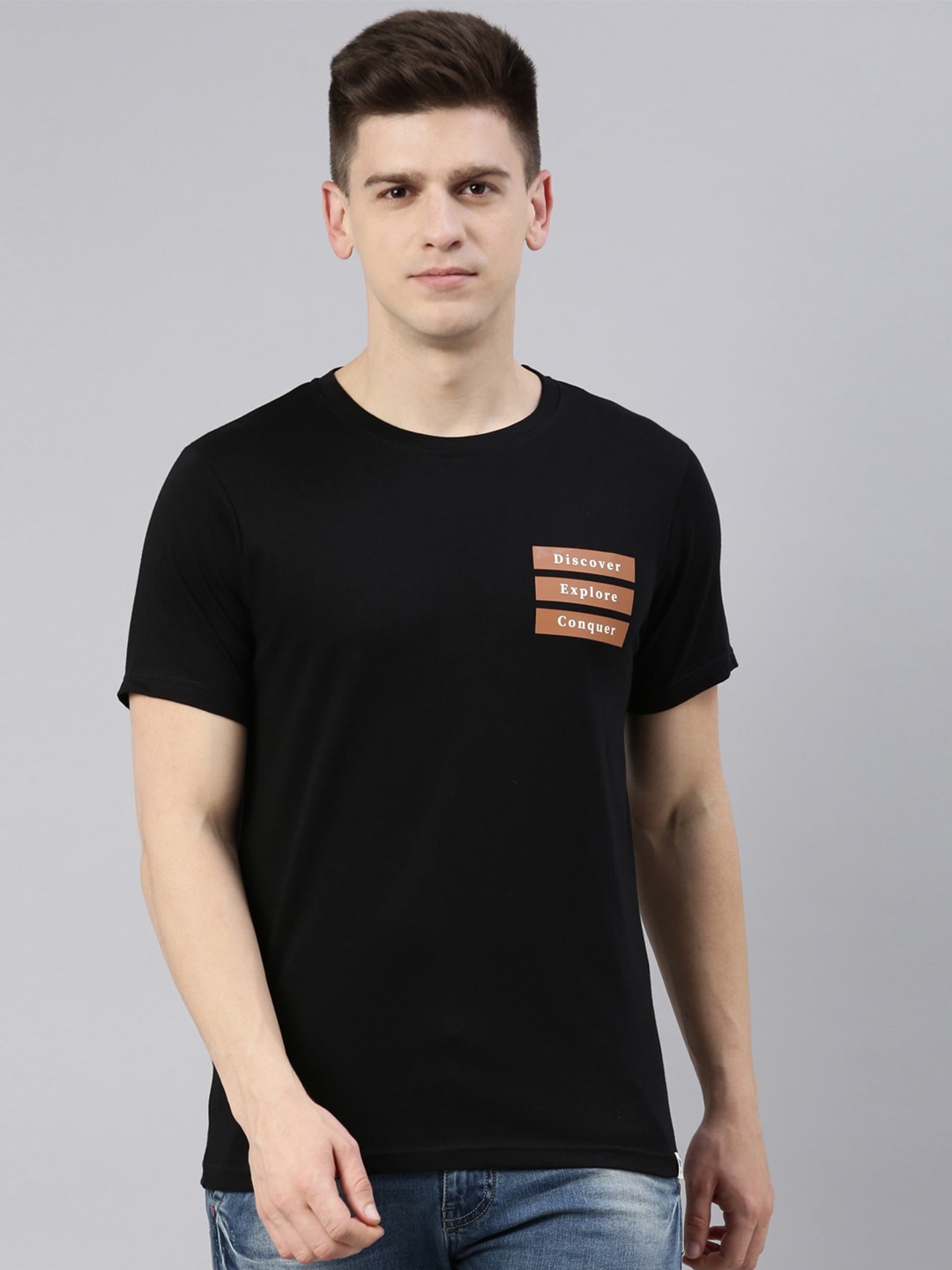 

Joven Men Black Pure Cotton T-Shirt
