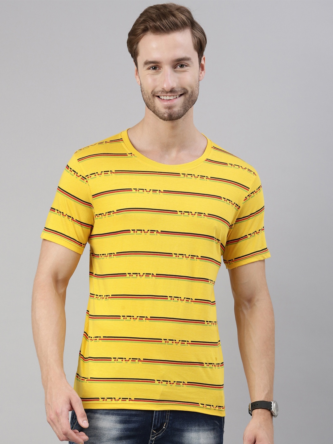 

Joven Men Yellow Striped T-shirt