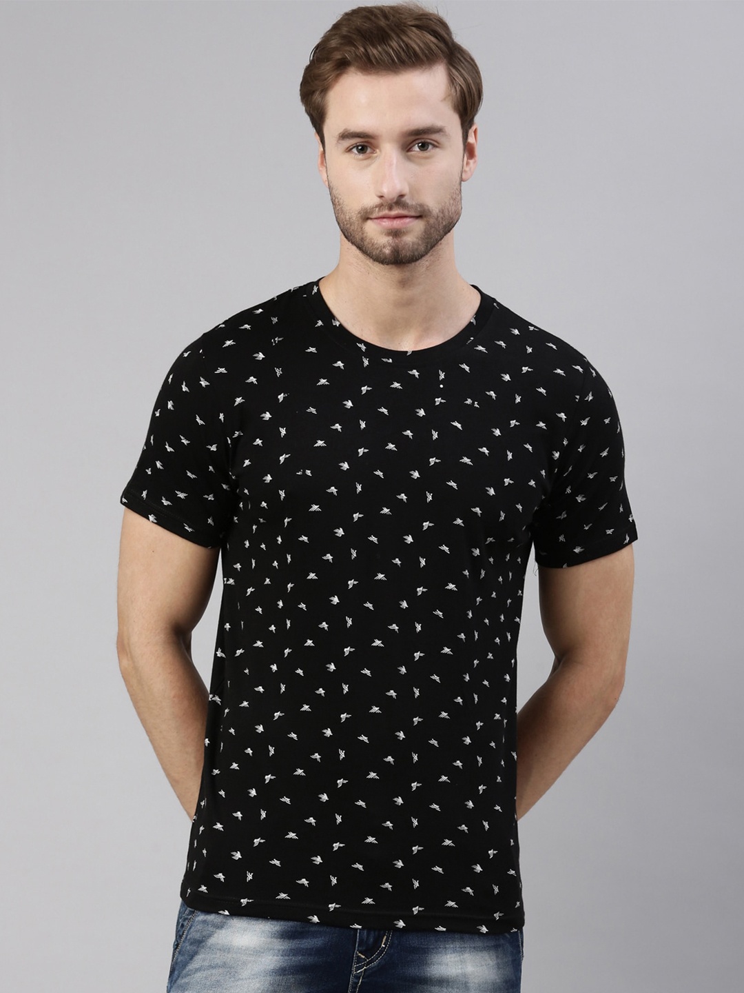 

Joven Men Black Printed Pure Cotton T-Shirt
