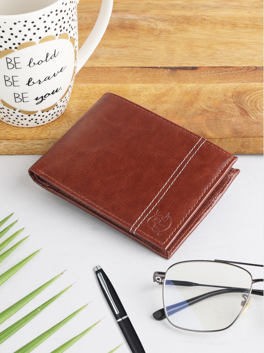 

ZEVORA Women Brown Leather Two Fold Wallet