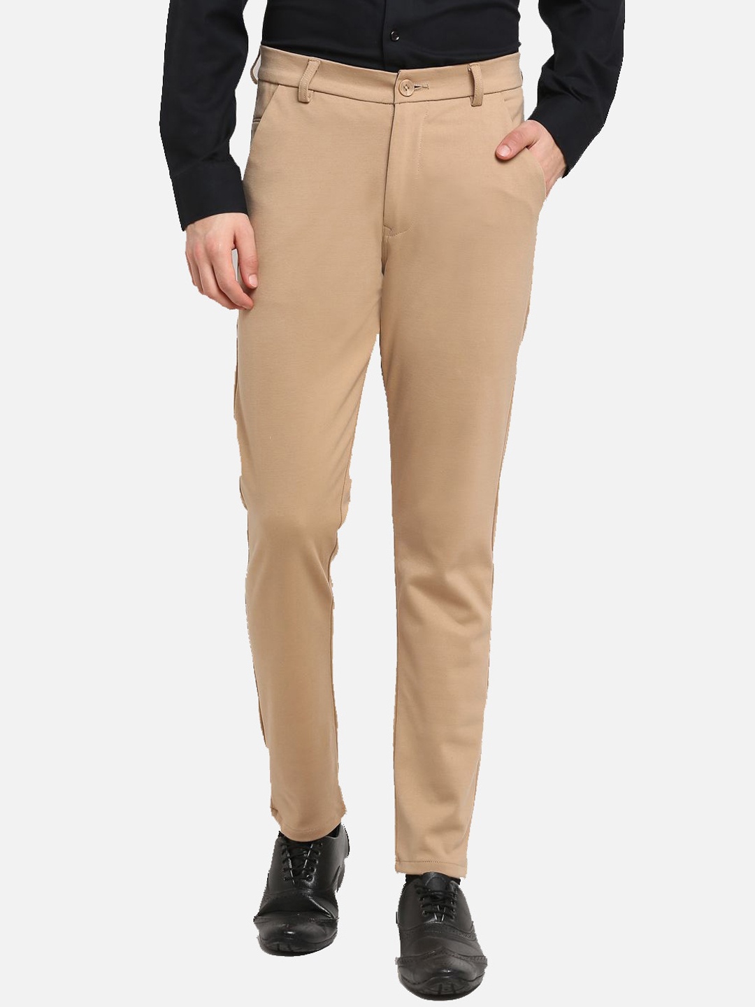 

JAINISH Men Beige Smart Slim Fit Trousers