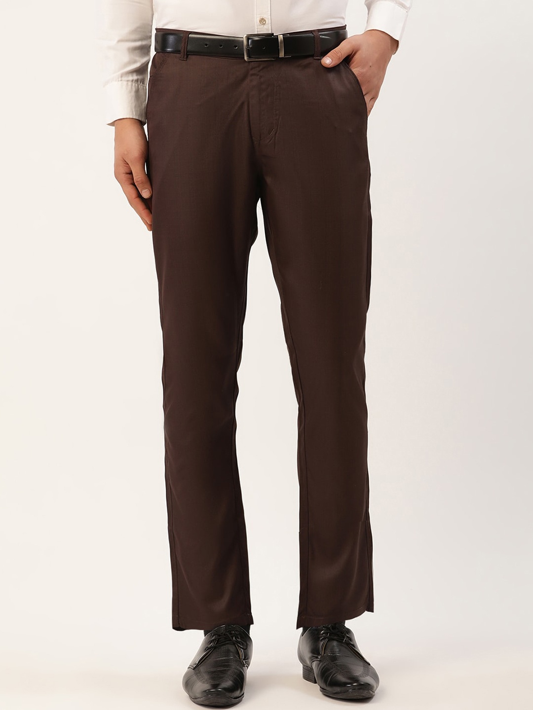 

JAINISH Men Coffee Brown Smart Slim Fit Trousers