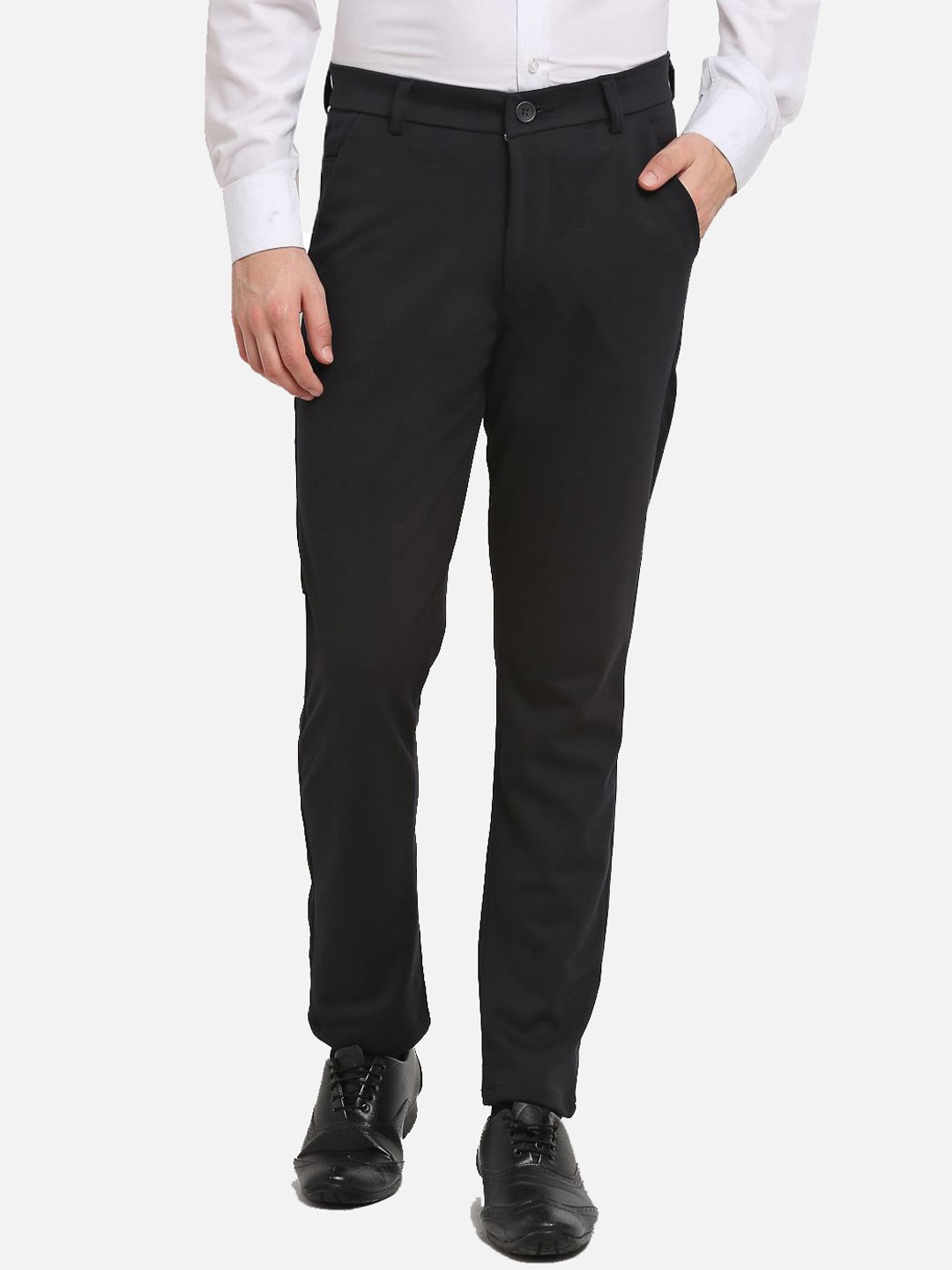 

JAINISH Men Black Smart Slim Fit Trousers