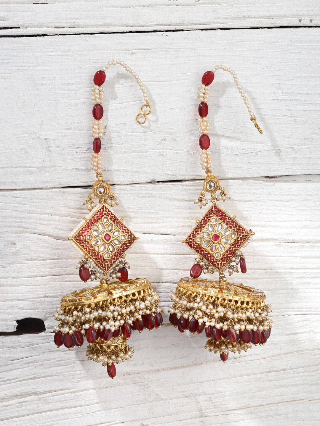 

DUGRISTYLE Red Classic Jhumkas Earrings