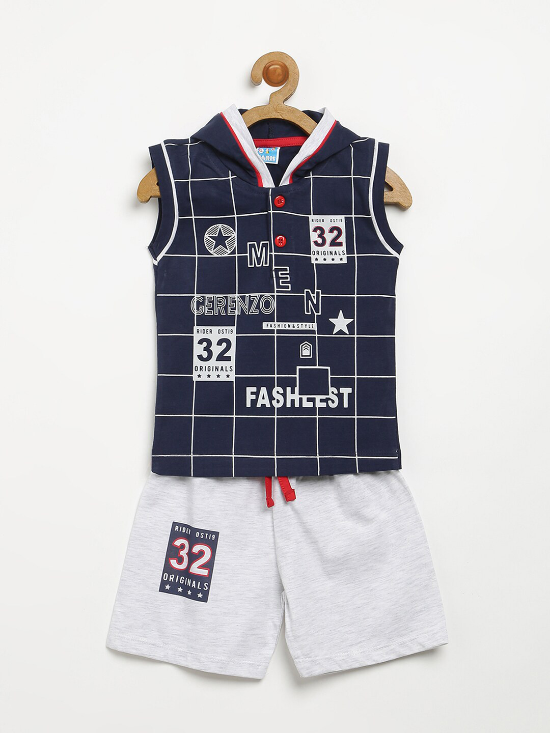 

V2 Value & Variety Boys Blue Printed T-shirt with Shorts