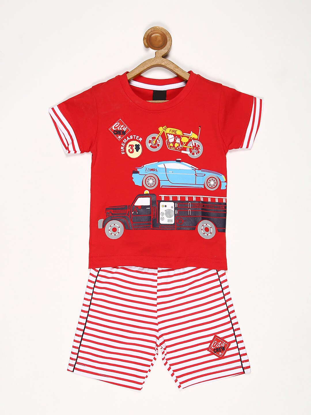 

V2 Value & Variety Boys Red Striped T-shirt with Shorts