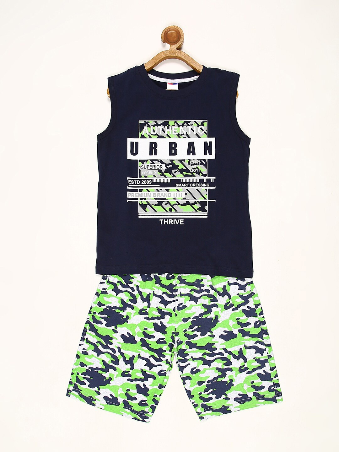 

V2 Value & Variety Boys Blue Striped T-shirt with Shorts