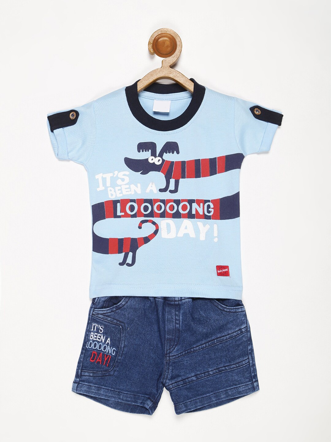 

V2 Value & Variety Boys Blue & Navy Blue Printed T-shirt with Shorts