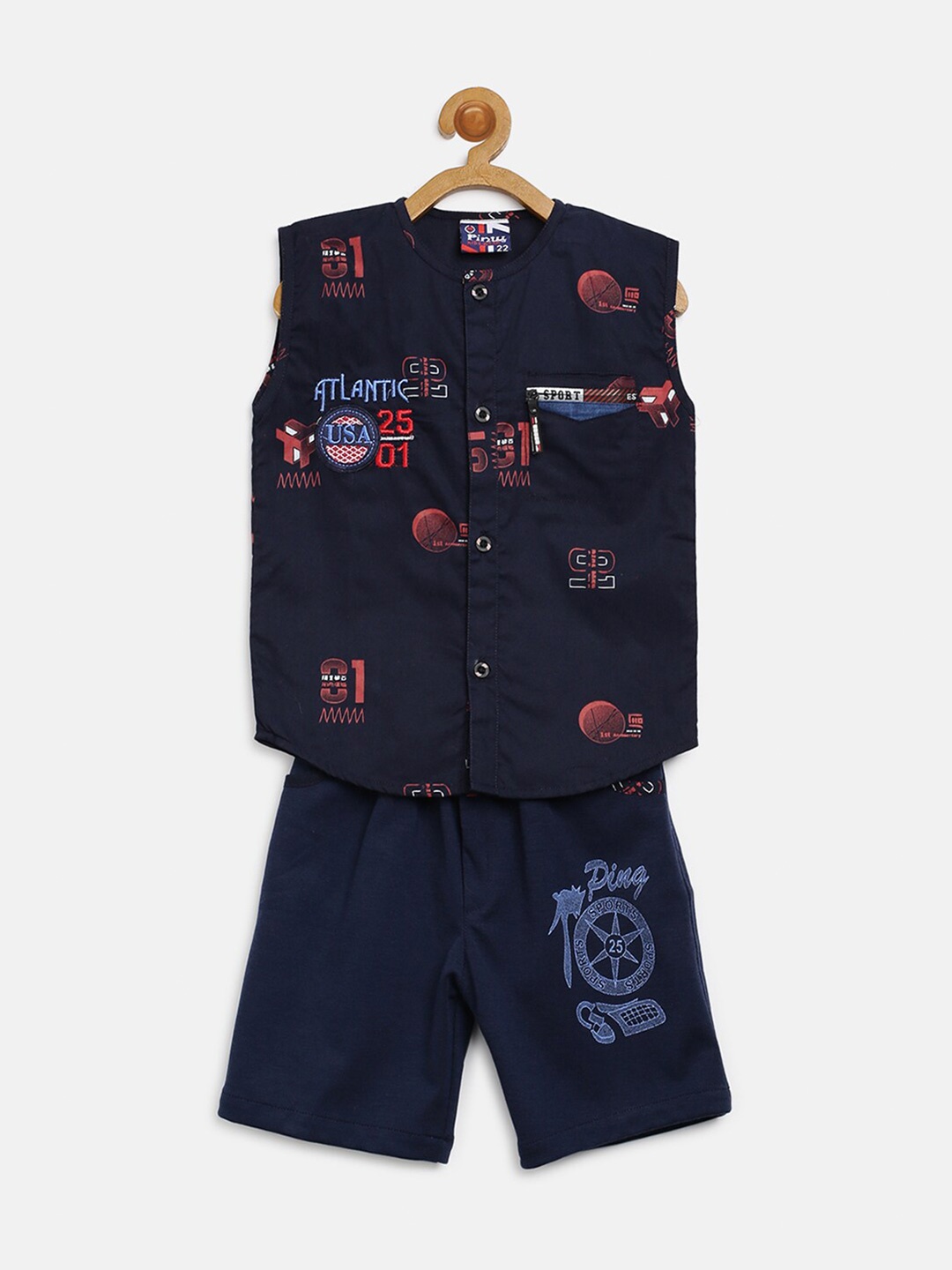 

V2 Value & Variety Boys Blue Printed T-shirt with Shorts