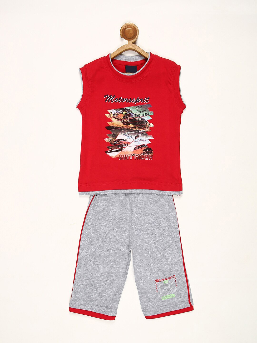 

V2 Value & Variety Boys Red Checked T-shirt with Shorts