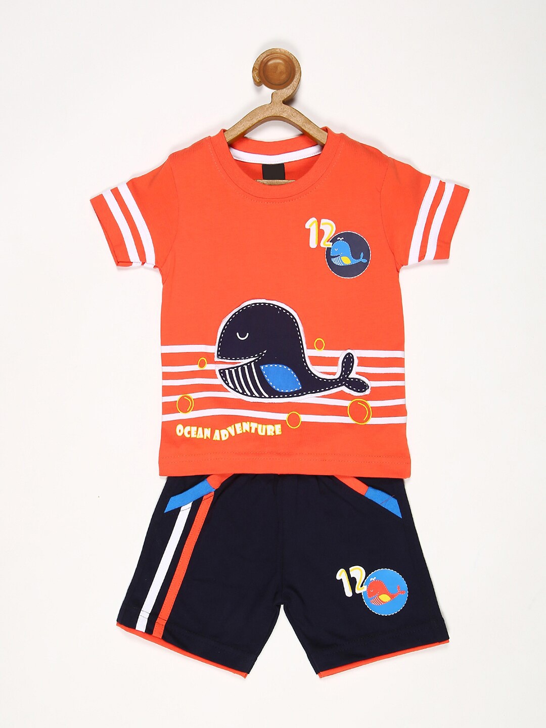 

V2 Value & Variety Boys Coral & Black Printed T-shirt with Shorts