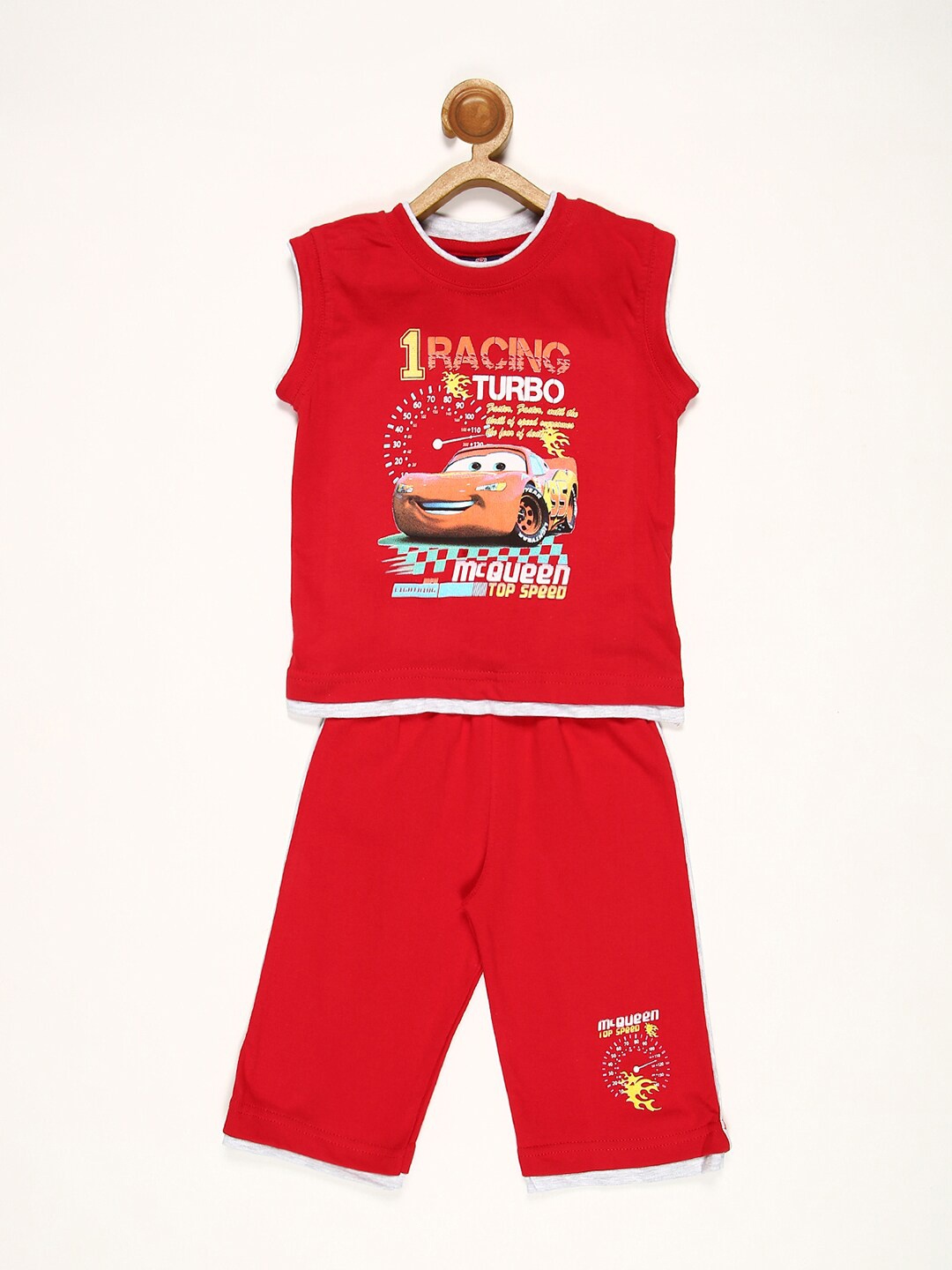 

V2 Value & Variety Boys Red Printed T-shirt with Shorts