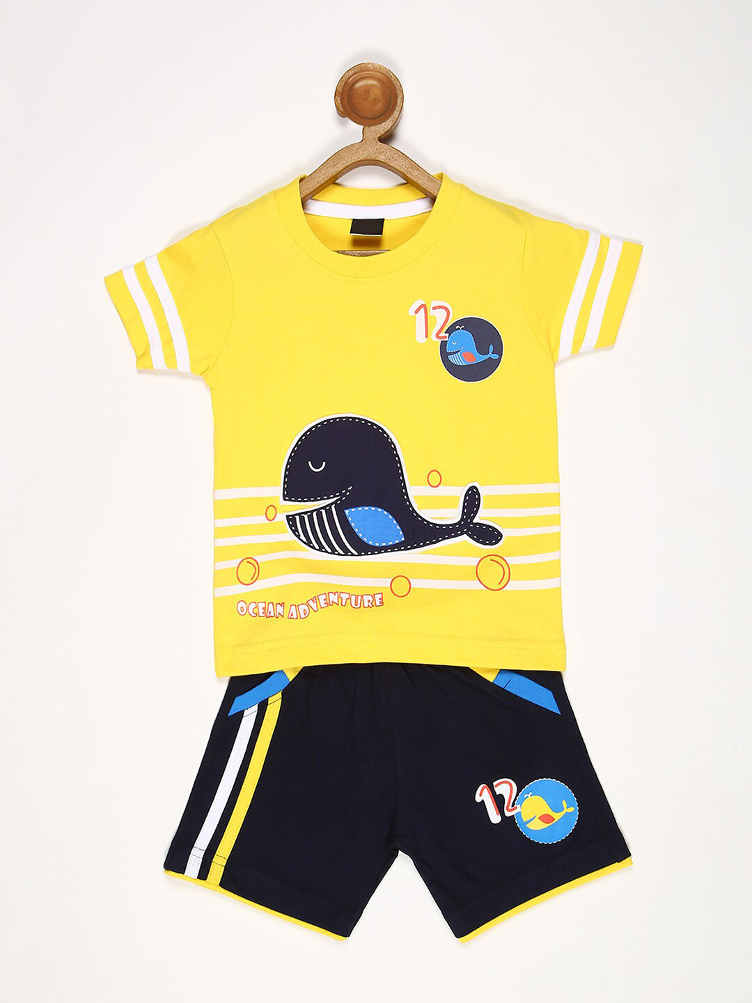 

V2 Value & Variety Boys Yellow Checked T-shirt with Shorts