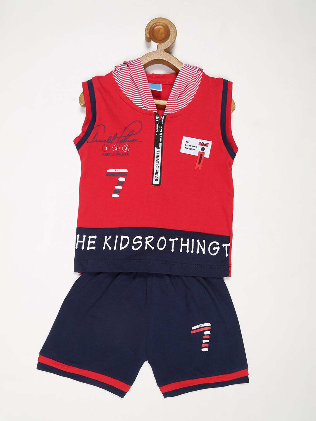 

V2 Value & Variety Boys Red Printed T-shirt with Shorts