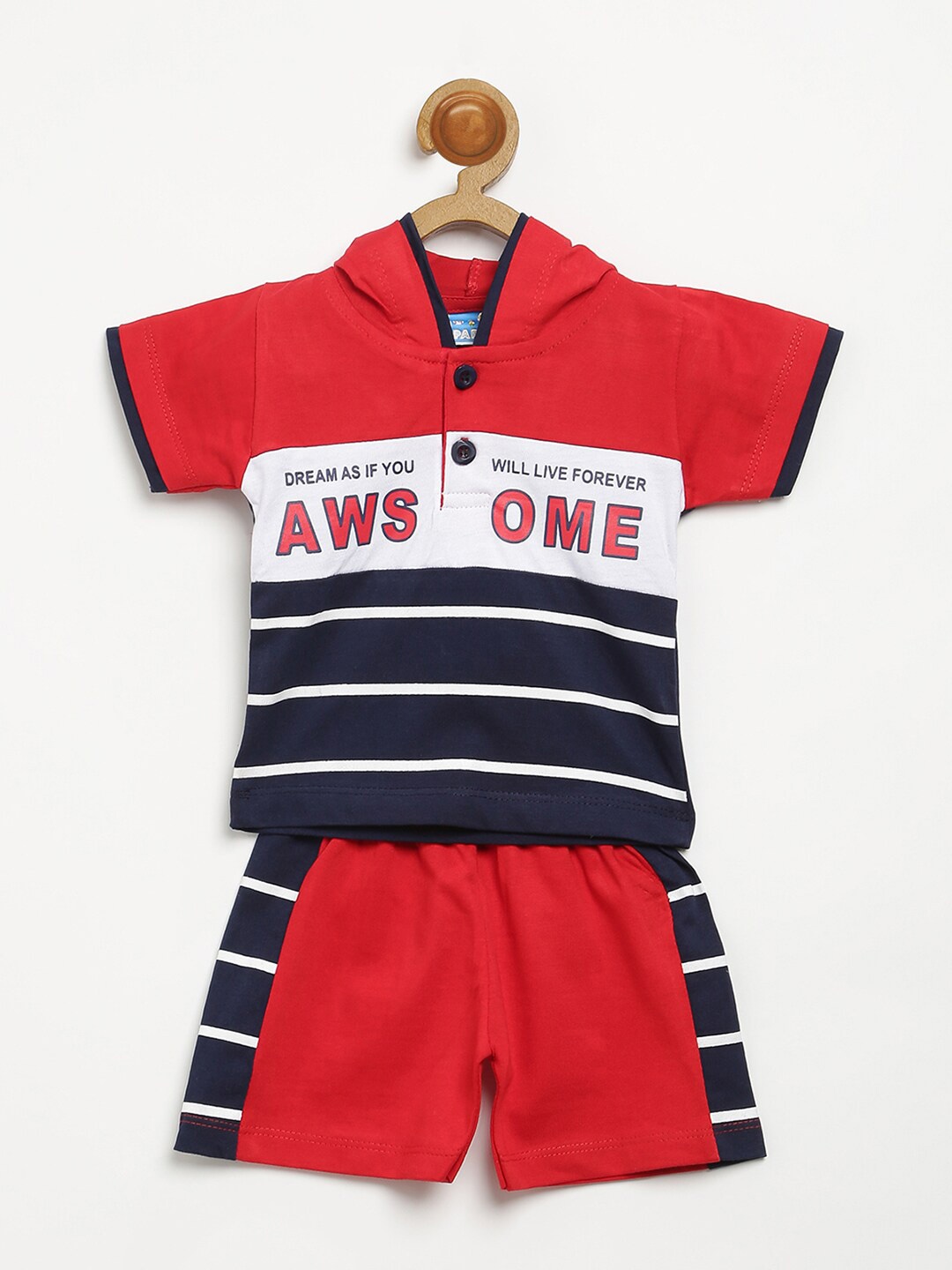 

V2 Value & Variety Boys Red Printed T-shirt with Shorts