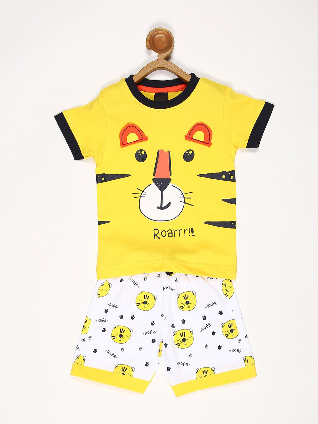 

V2 Value & Variety Boys Yellow Printed T-shirt with Shorts