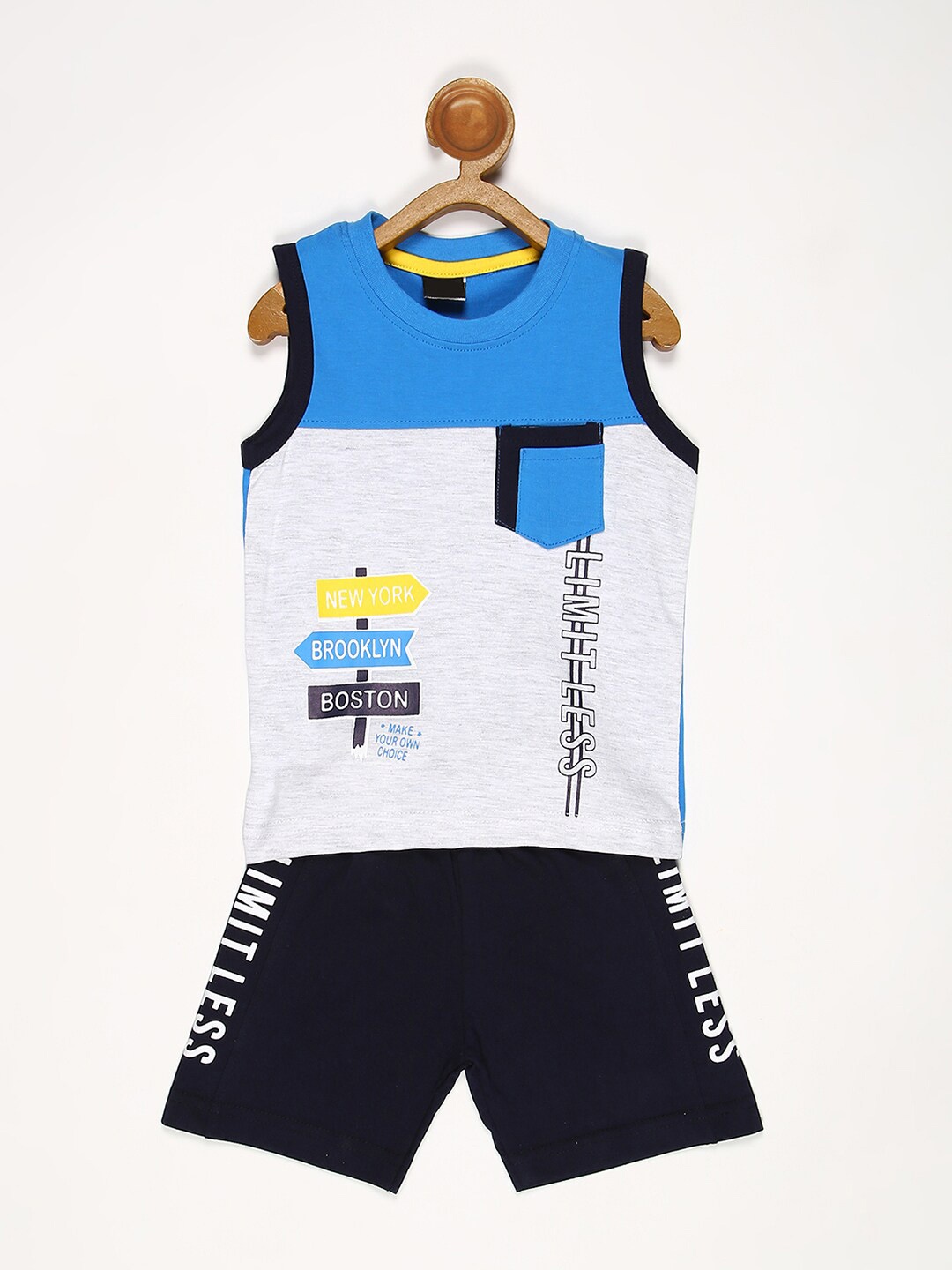 

V2 Value & Variety Boys Blue Printed T-shirt with Shorts