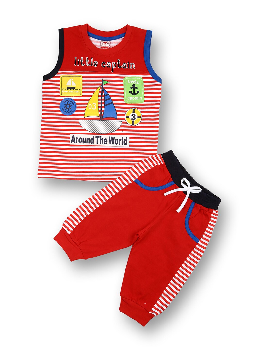 

V2 Value & Variety Boys Red Printed T-shirt with Shorts