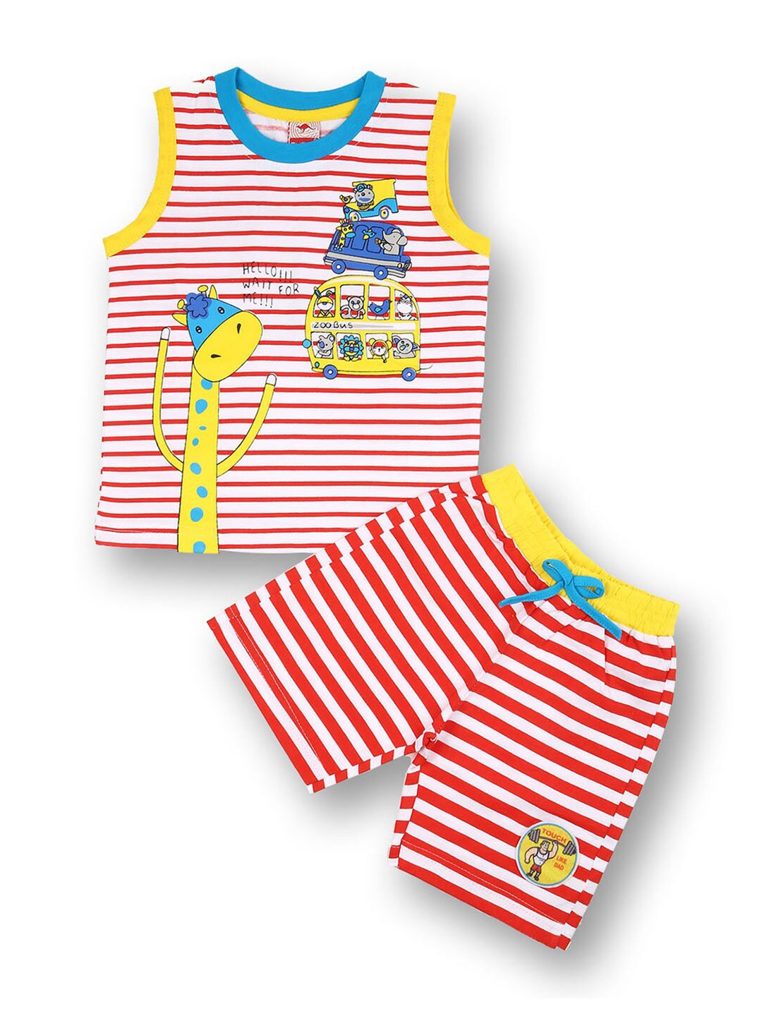 

V2 Value & Variety Boys Red Printed T-shirt with Shorts