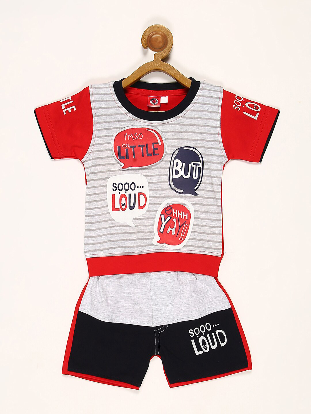 

V2 Value & Variety Boys Red Printed T-shirt with Shorts