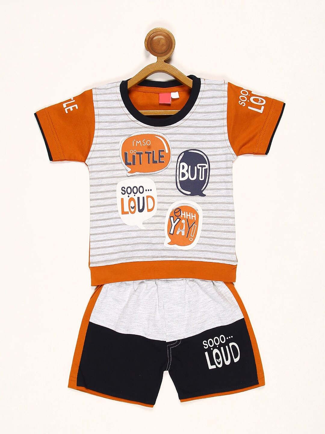 

V2 Value & Variety Boys Orange Printed T-shirt with Shorts