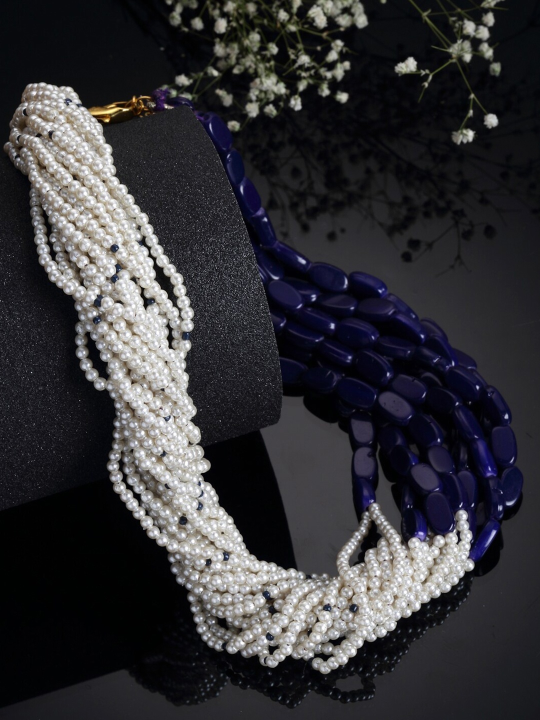 

DUGRISTYLE Gold-Toned & Blue Sterling Silver Gold-Plated Handcrafted Necklace