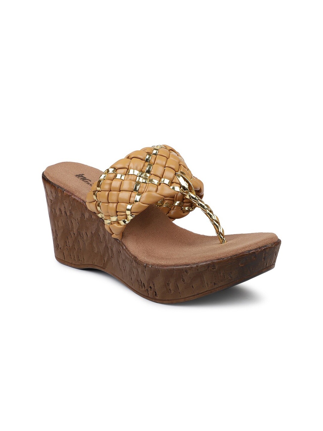 

Inc 5 Women Beige & Gold-Toned Comfort Sandals