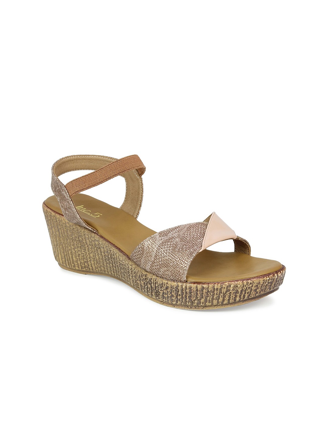 

Inc 5 Women Peach Textured Toned Wedge Sandals