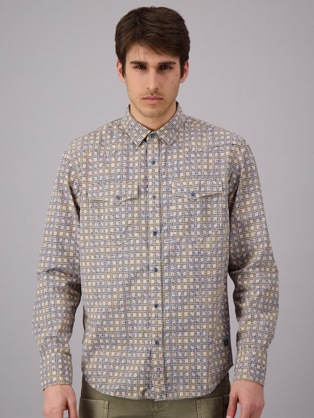 

FREESOUL Men Beige Printed Casual Shirt