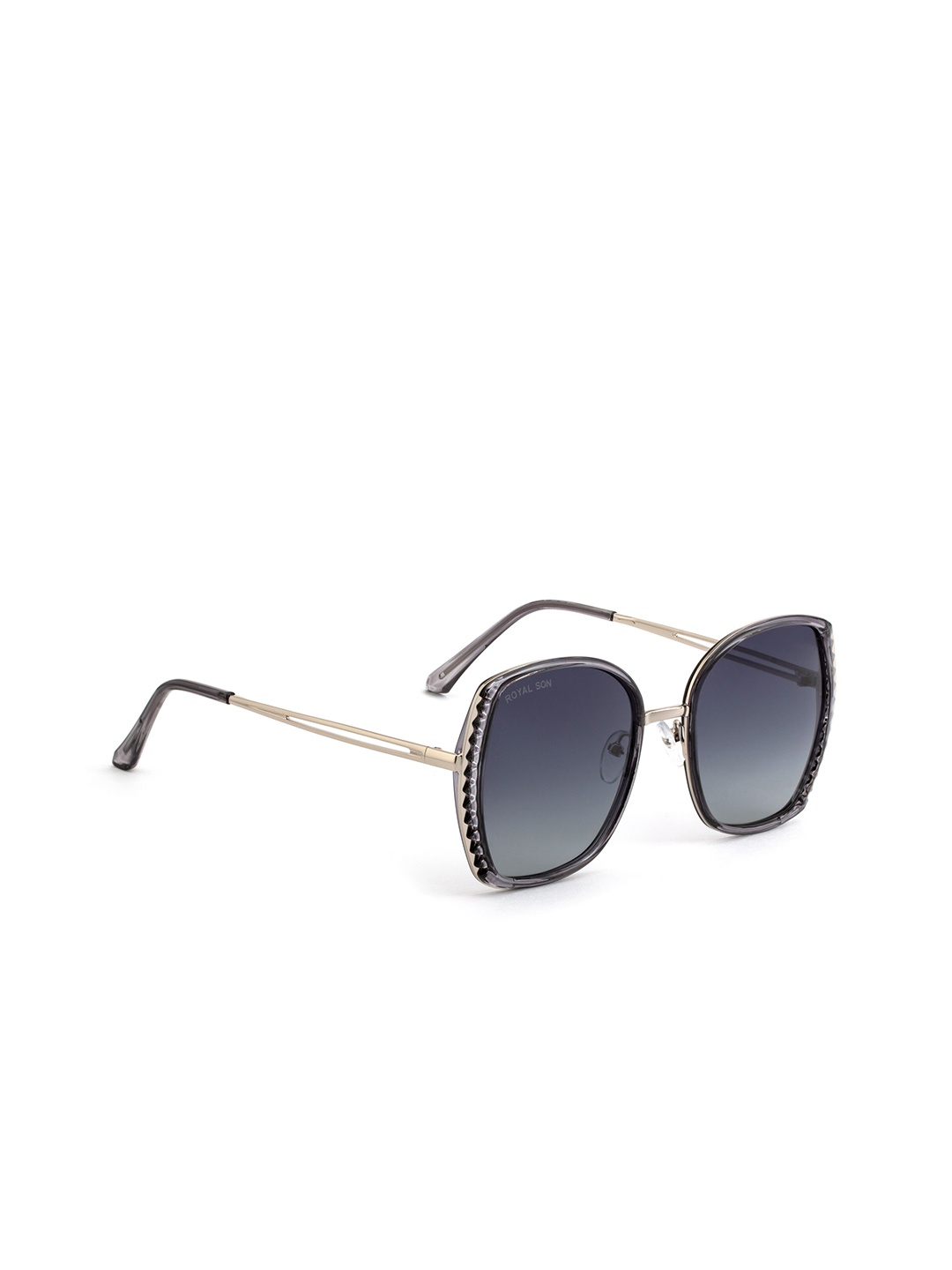 

ROYAL SON Women Black Lens & Black Oversized Sunglasses with Polarised Lens