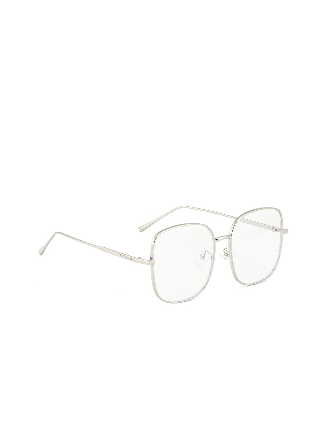 

ROYAL SON Women Clear Lens & Silver-Toned Square Sunglasses with UV Protected Lens, Transparent