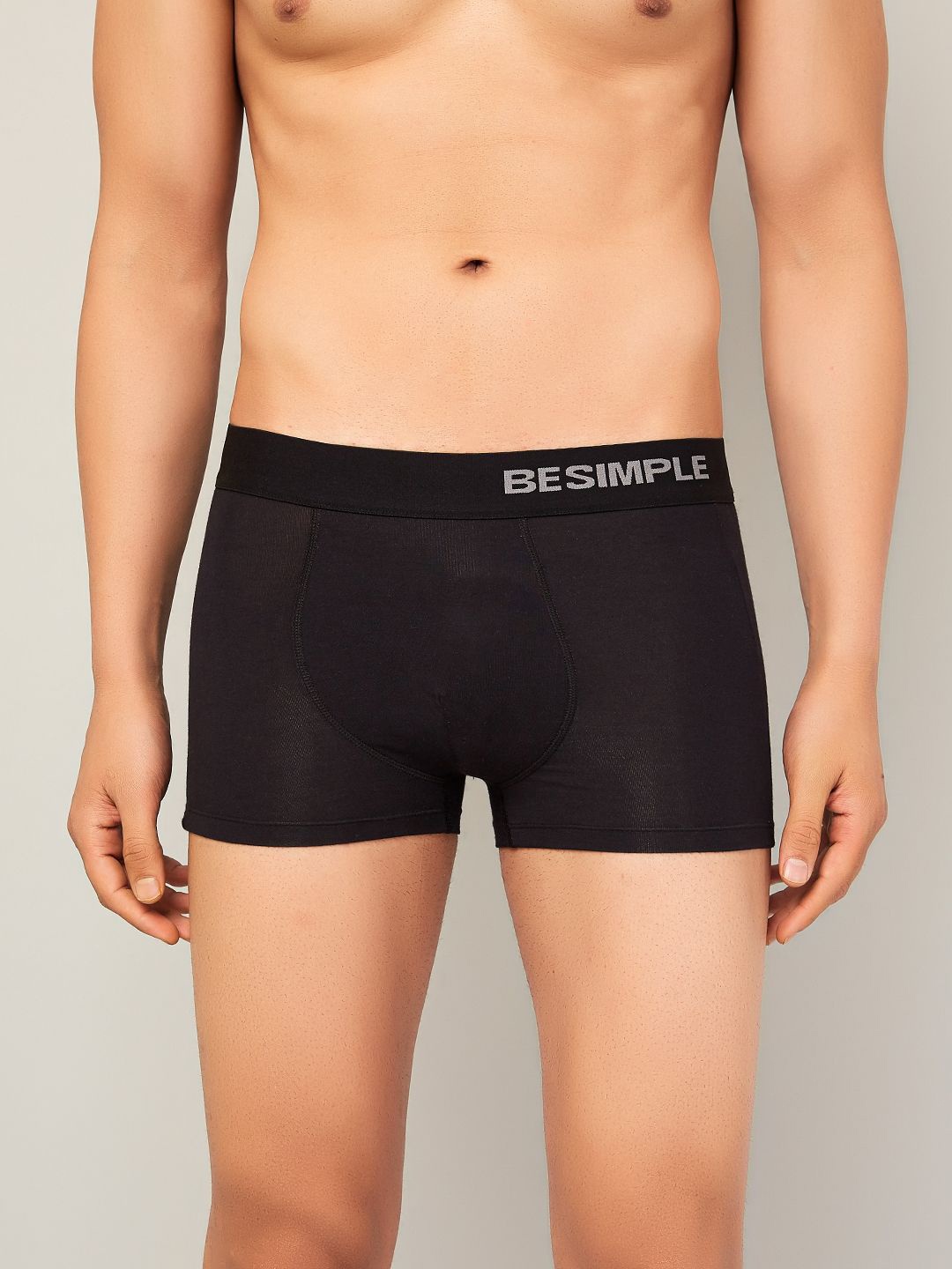 

BESIMPLE Men Black Solid Mid Rise Trunk 1BSClubJB-XL