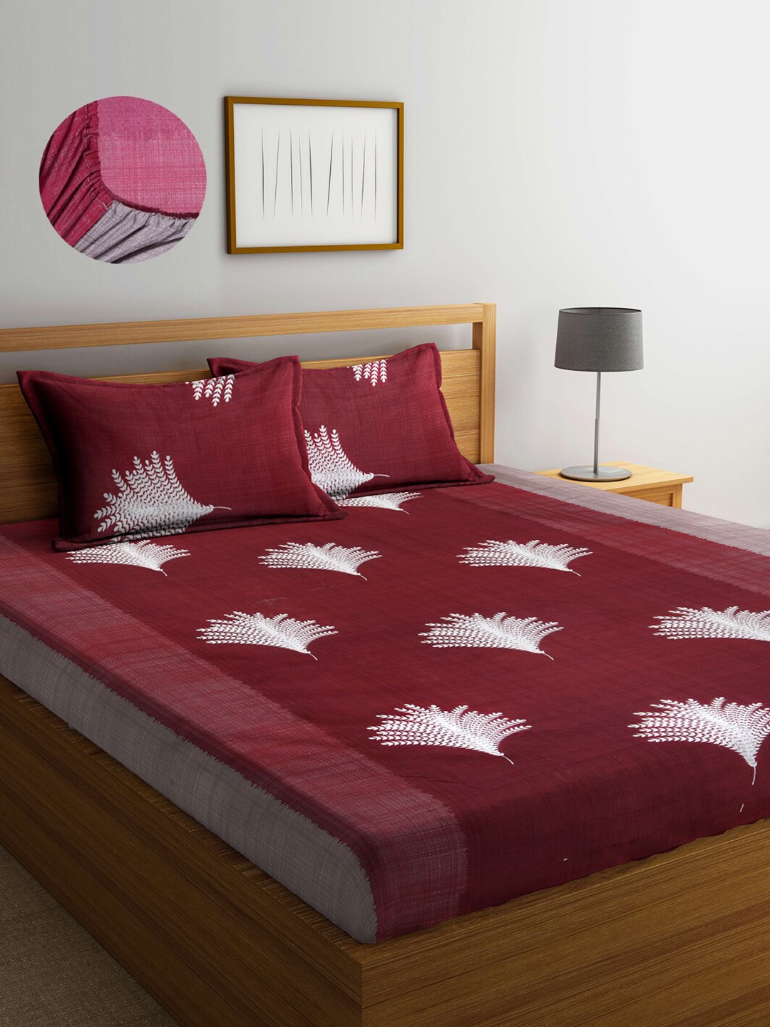 

Arrabi Brown & White Floral 300 TC King Bedsheet with 2 Pillow Covers