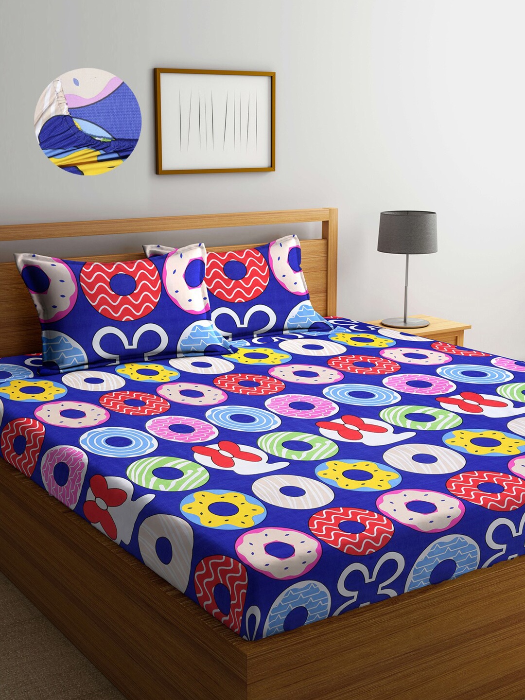

Arrabi Blue & Red Cartoon Characters 300 TC King Bedsheet with 2 Pillow Covers