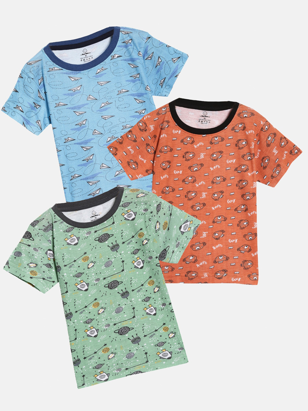 

The Boo Boo Club Kids Pack of 3 Bamboo Printed Short Sleeves T-shirts, Orange