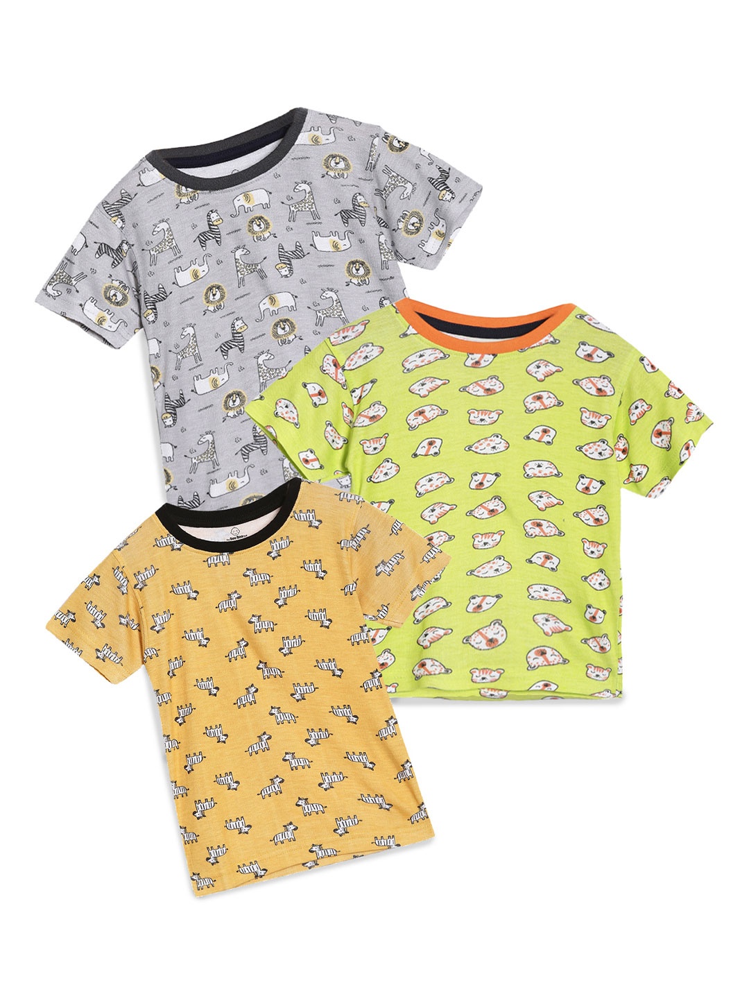 

The Boo Boo Club Kids Pack of 3 Bamboo Printed Short Sleeves T-shirts, Yellow