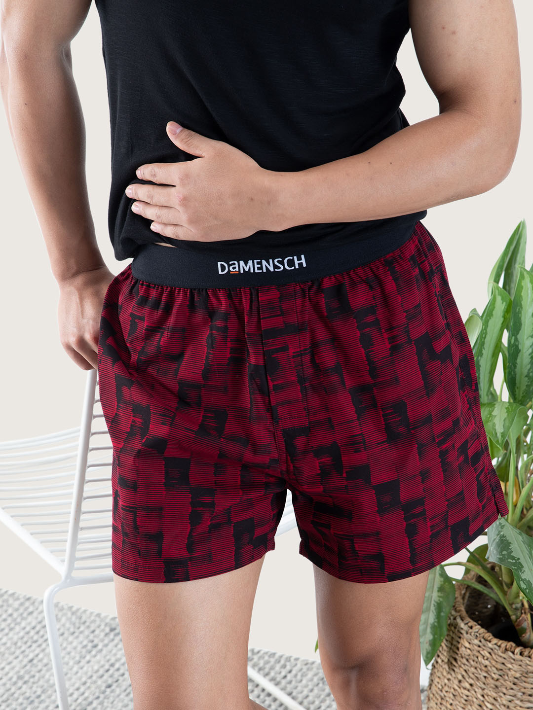 

DaMENSCH Men Printed Ultra-Light Cotton Regular Fit Inner Boxers, Maroon