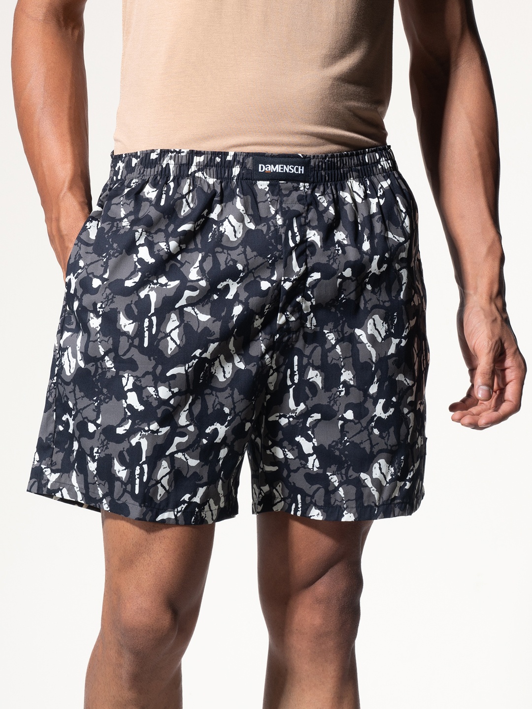 

DAMENSCH Men Printed Grey Ultra-Light Cotton Regular Fit Boxer Shorts