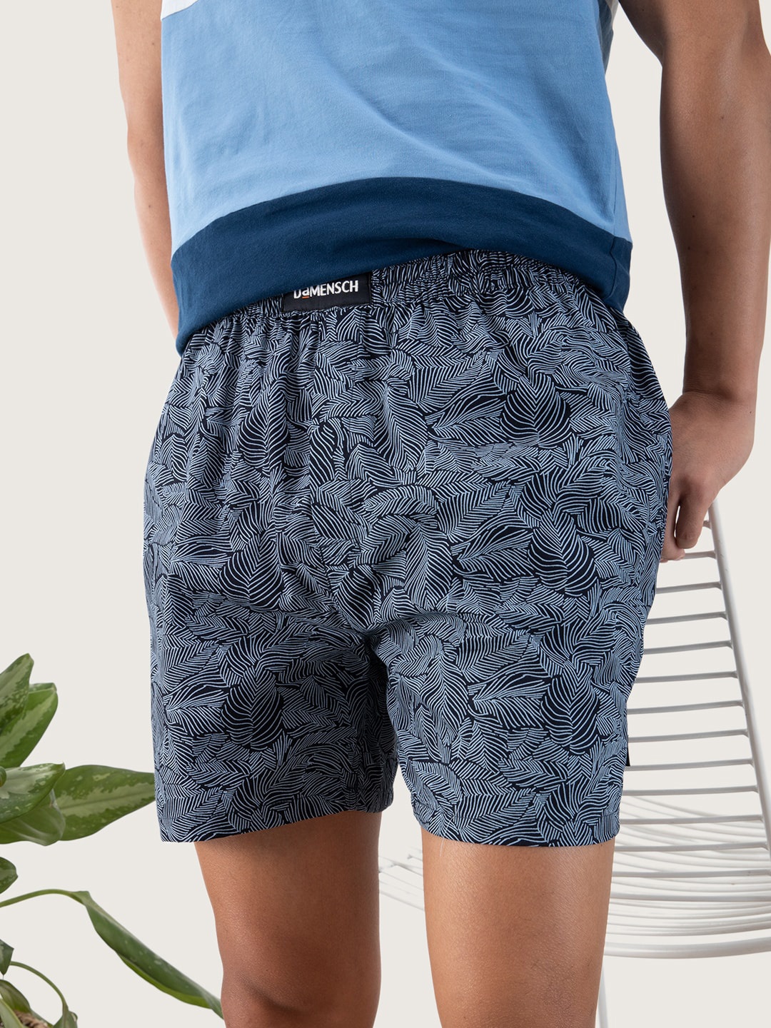 

DAMENSCH Men Printed Ultra-Light Cotton Regular Fit Boxer Shorts DAM-SLD-SBX-GYT, Blue