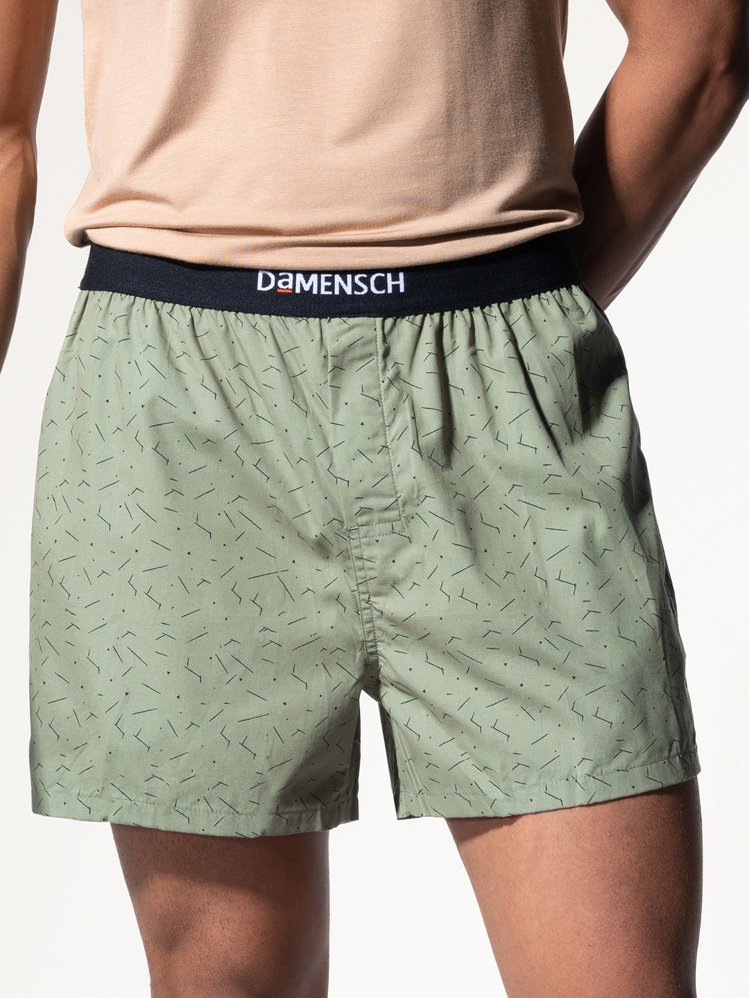 

DAMENSCH Men Printed Ultra-Light Cotton Regular Fit Inner Boxer, Olive