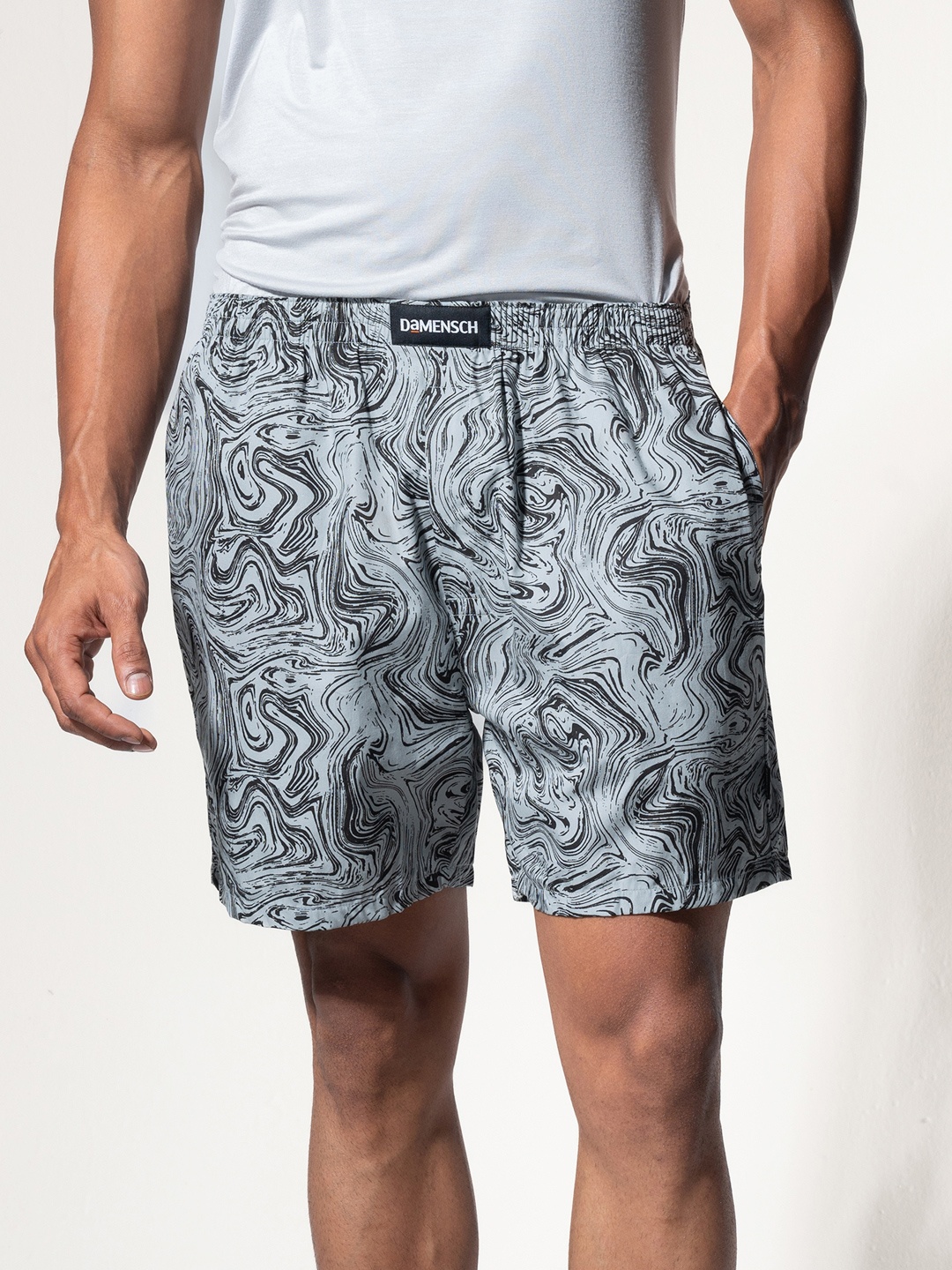 

DAMENSCH Men Printed Ultra-Light Cotton Regular Fit Boxer Shorts, Grey